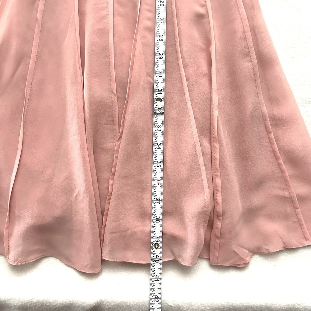 Vintage Y2K BCBG Large L Babydoll 100% Silk Chiffon Petal Pink Chocolate Brown - Picture 6 of 15